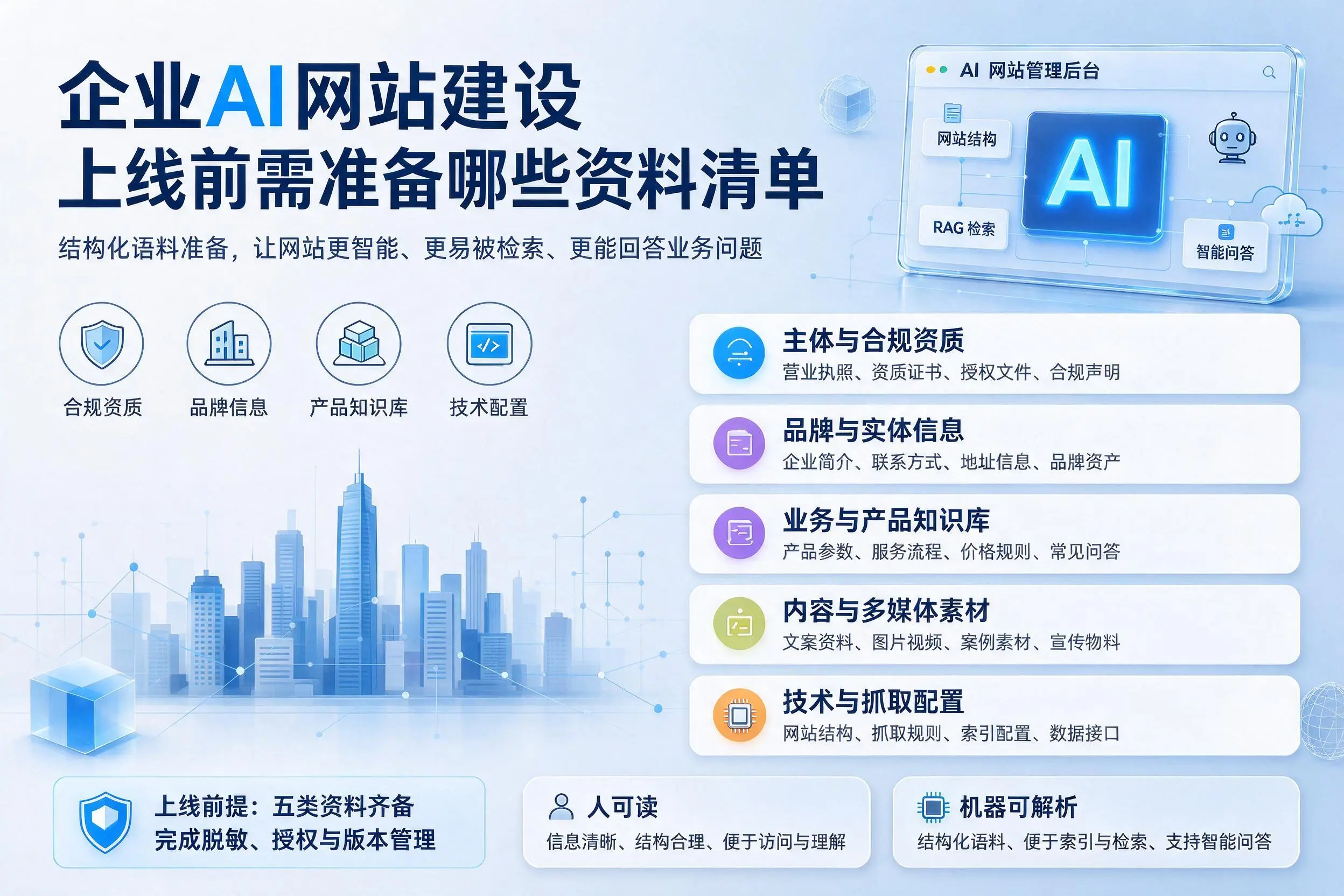 广西企业AI网站建设上线前需准备哪些资料清单