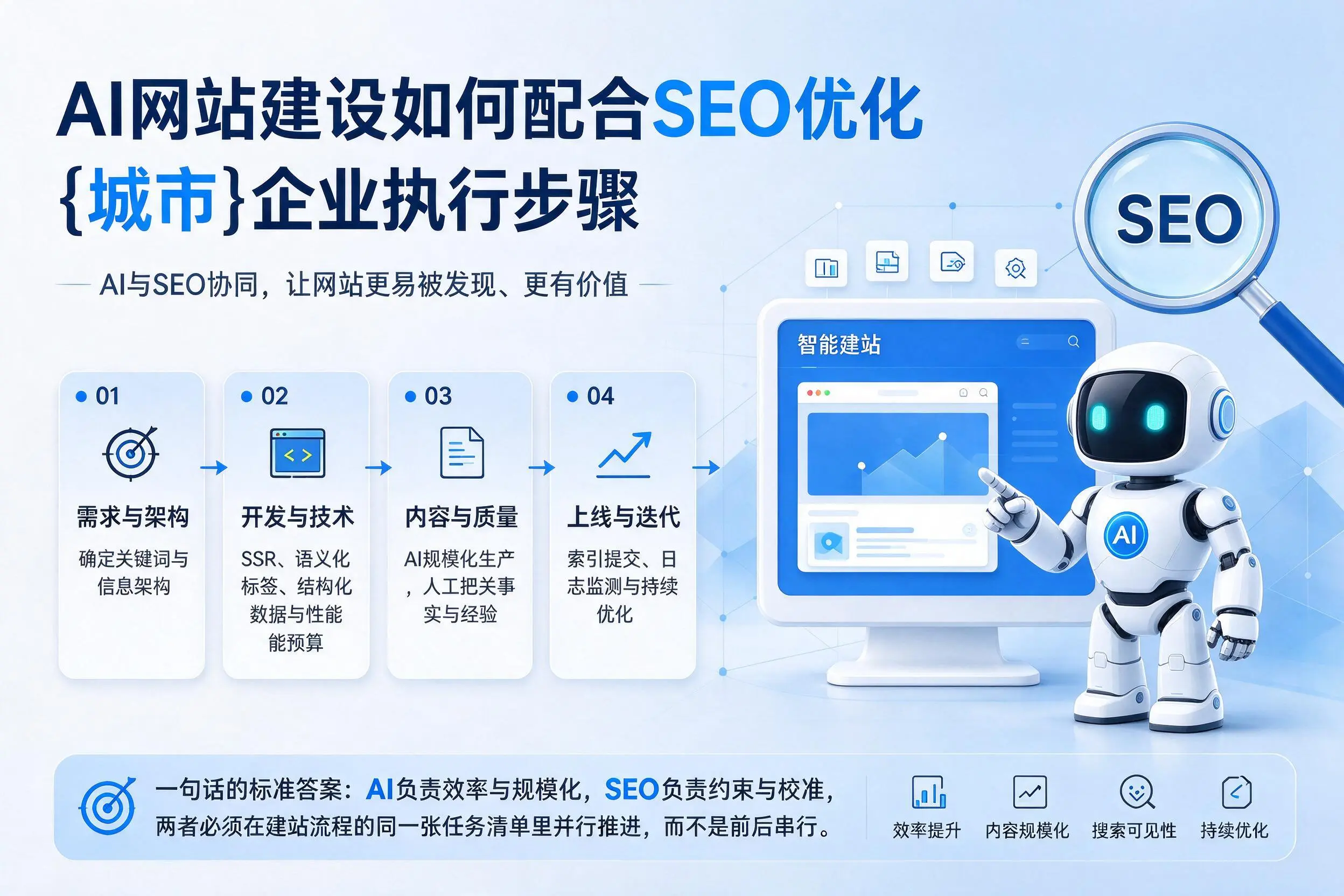AI网站建设如何配合SEO优化,广西企业执行步骤