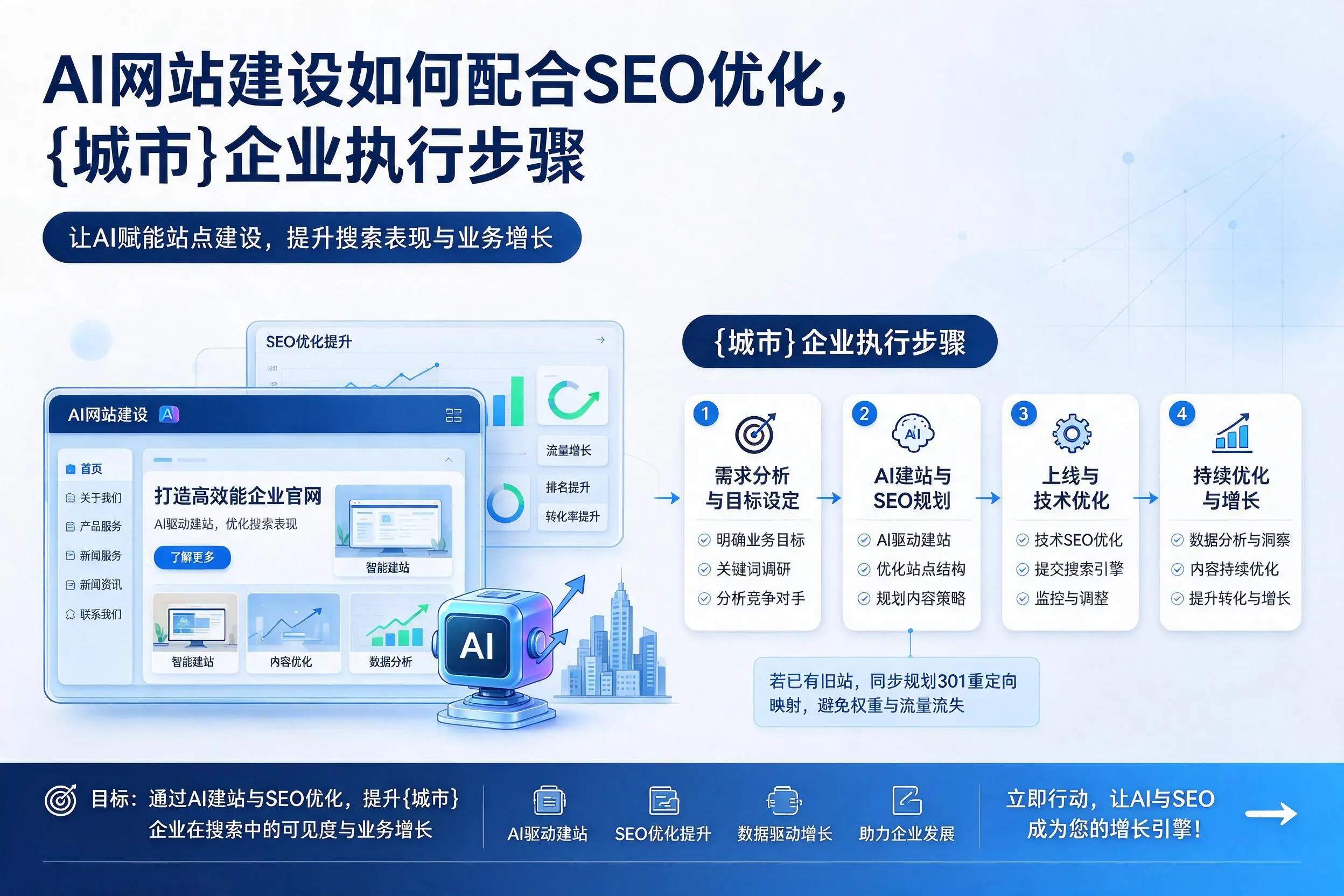 AI网站建设如何配合SEO优化,广西企业执行步骤