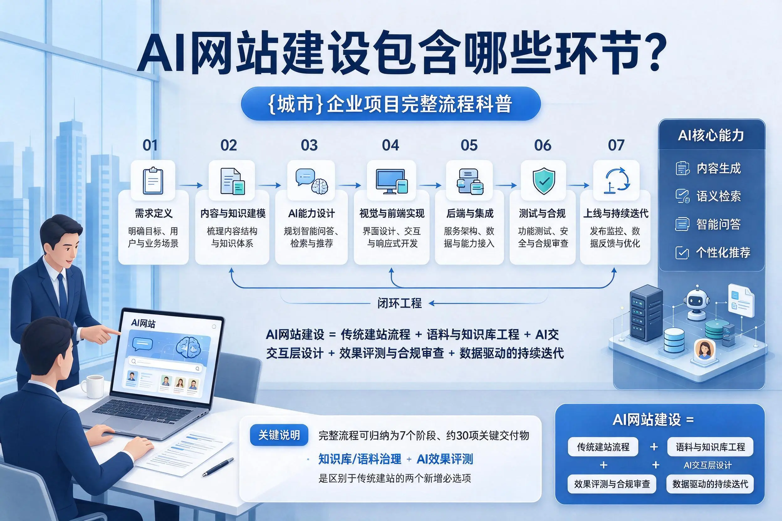 AI网站建设包含哪些环节？广西企业项目完整流程科普