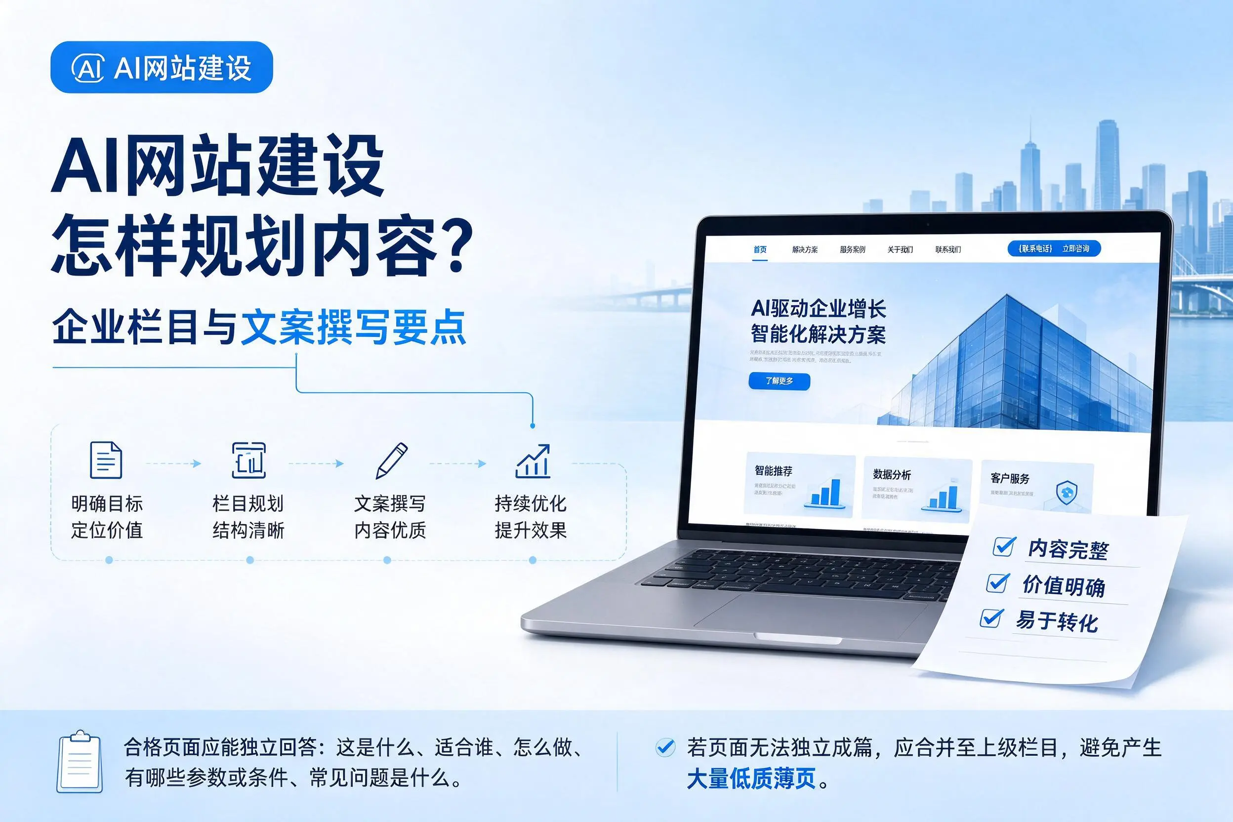AI网站建设怎样规划内容？广西企业栏目与文案撰写要点