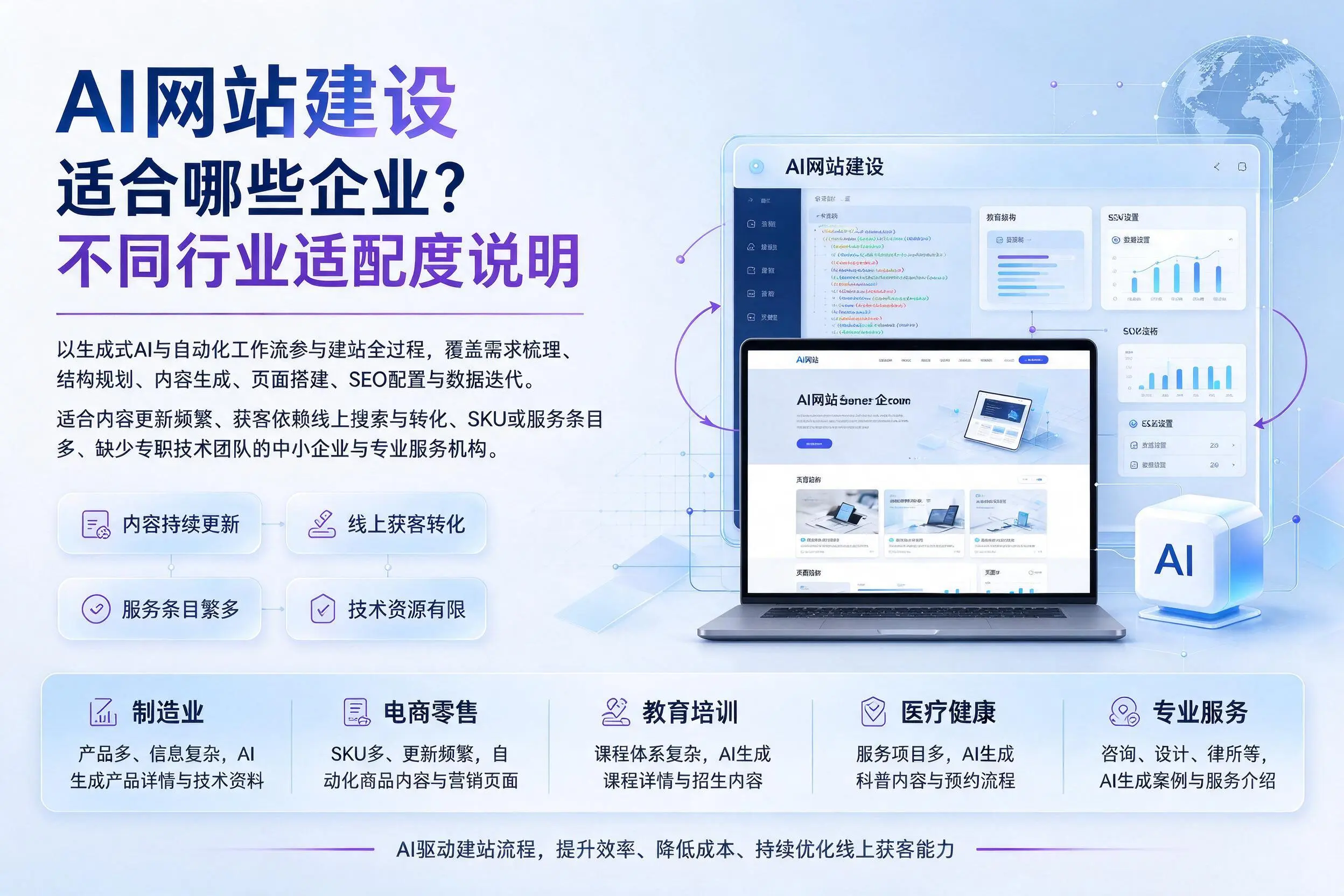 AI网站建设适合哪些企业？广西不同行业适配度说明
